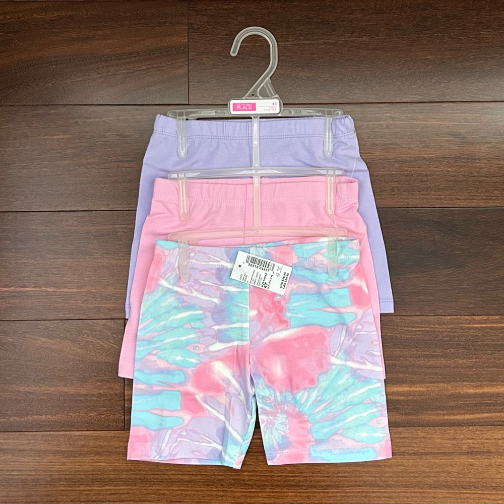 BNWT Lavender, Pink & Pastel Tie-Dye Bike Shorts 3-Pack